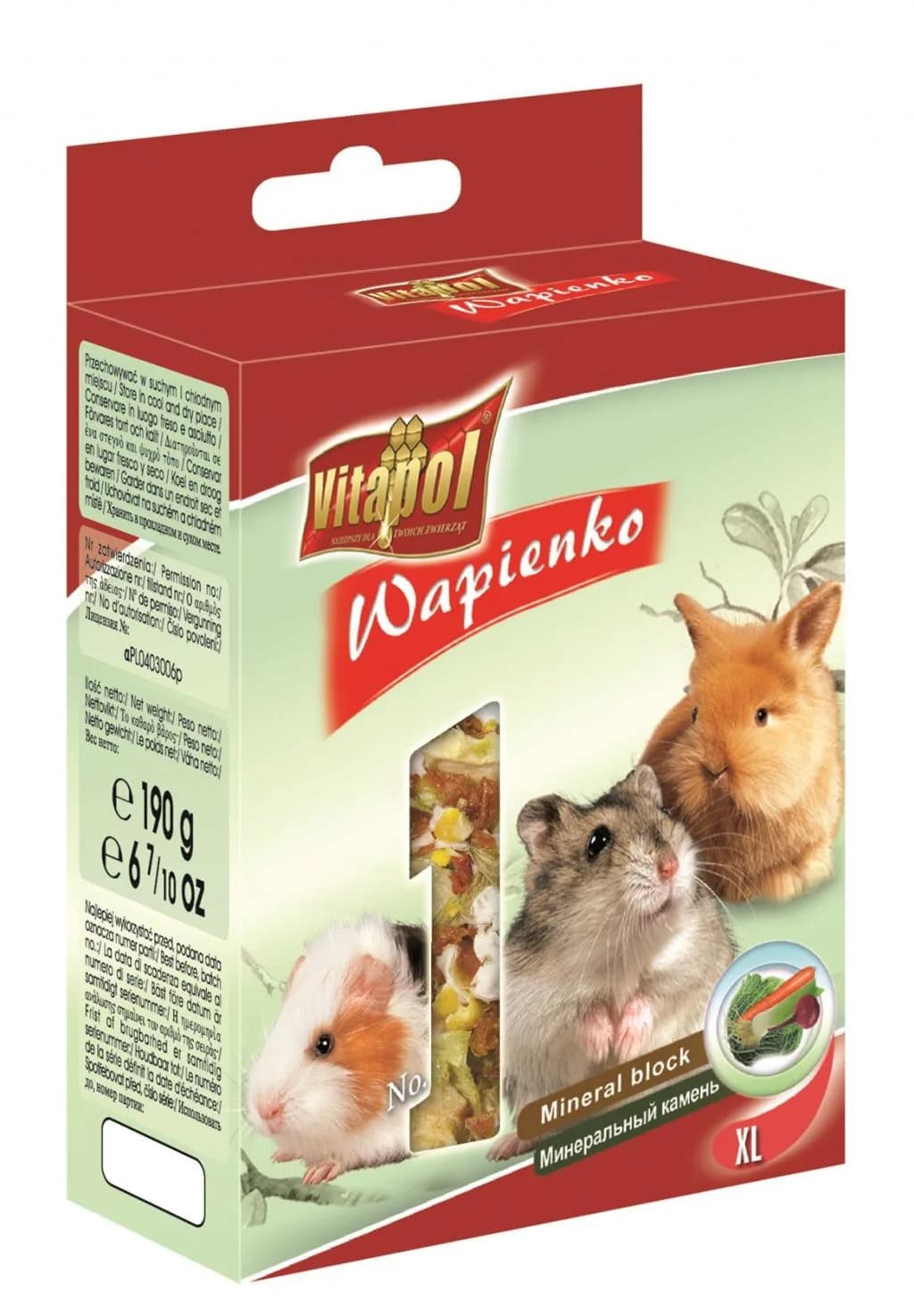 Vitapol Kostka wapienna dla gryzoni i królika Warzywna – 190 g