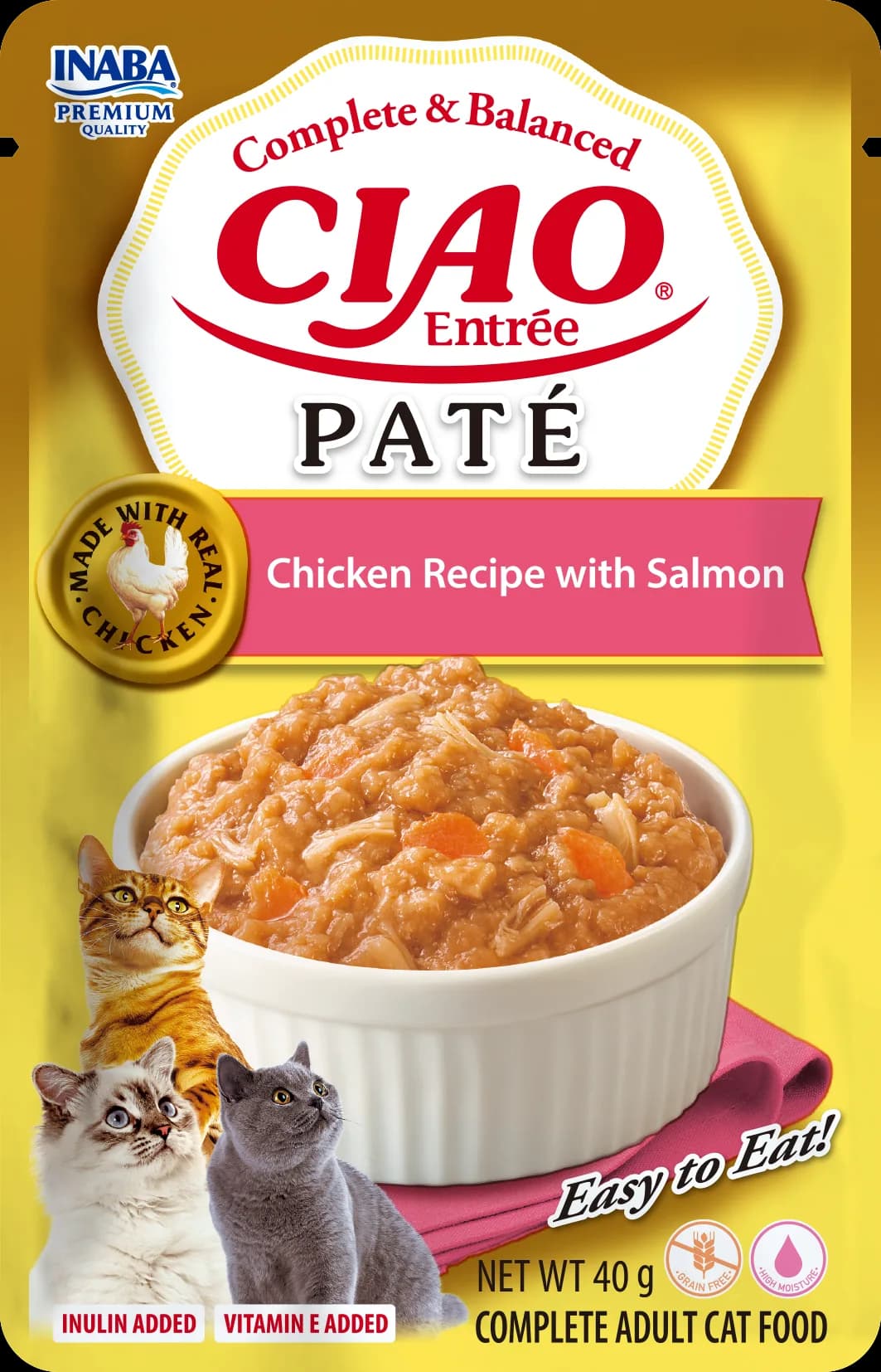 INABA Cat Ciao Entrée Pate karma mokra dla dorosłych kotów Chicken Recipe with Salmon 40 g