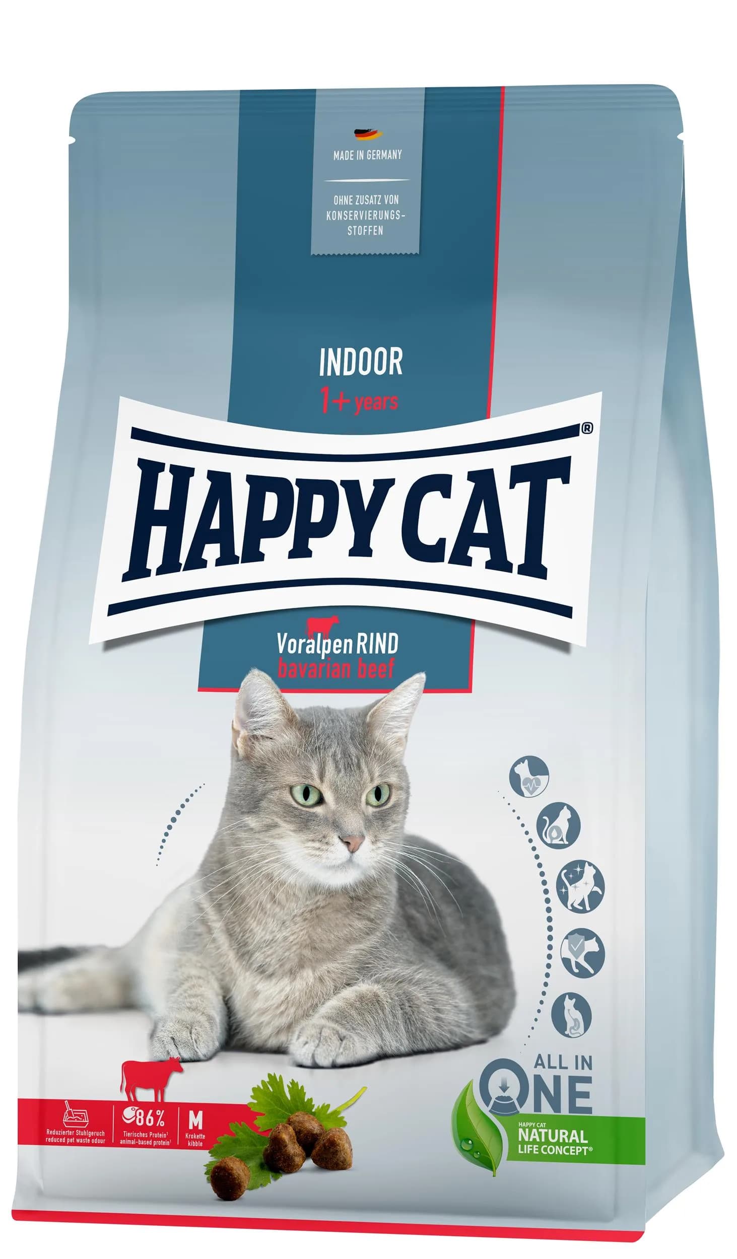 Happy Cat Indoor Bavarian Beef, sucha karma dla kotów niewychodzących wołowina bawarska