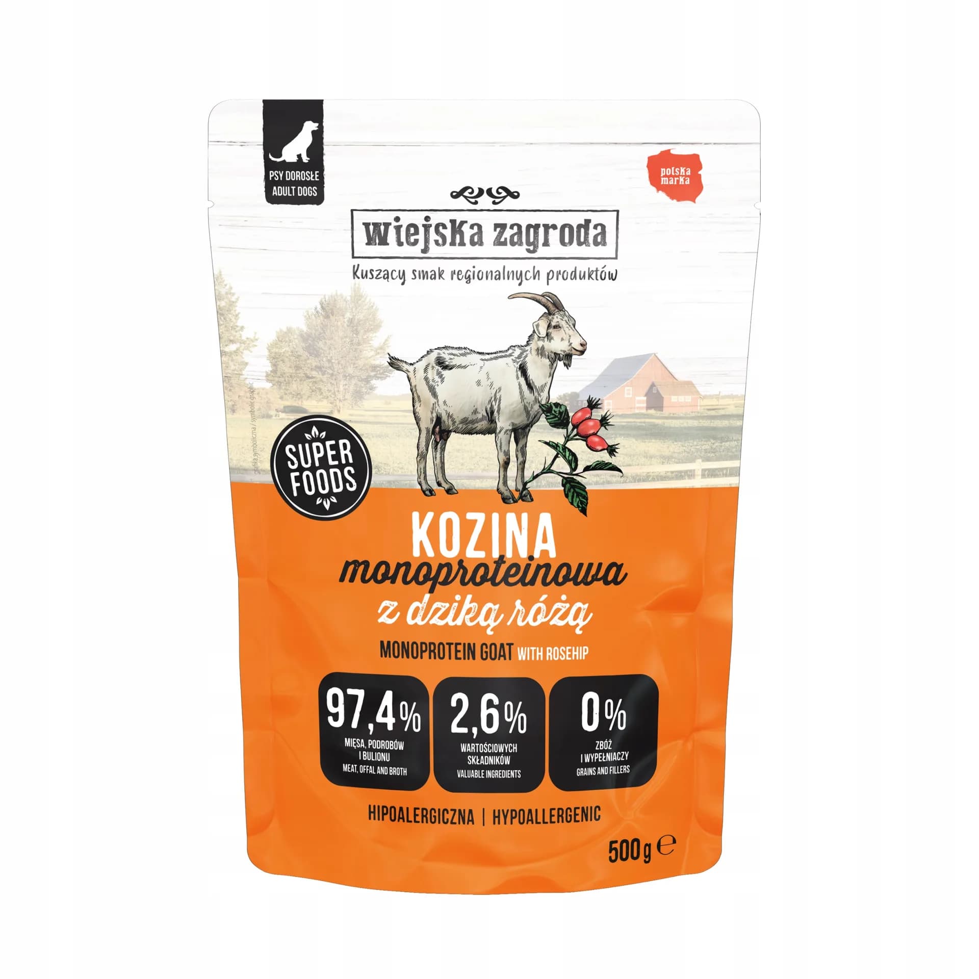 Wiejska Zagroda Karma mokra dla psa Monobiałkowa Kozina 500 g