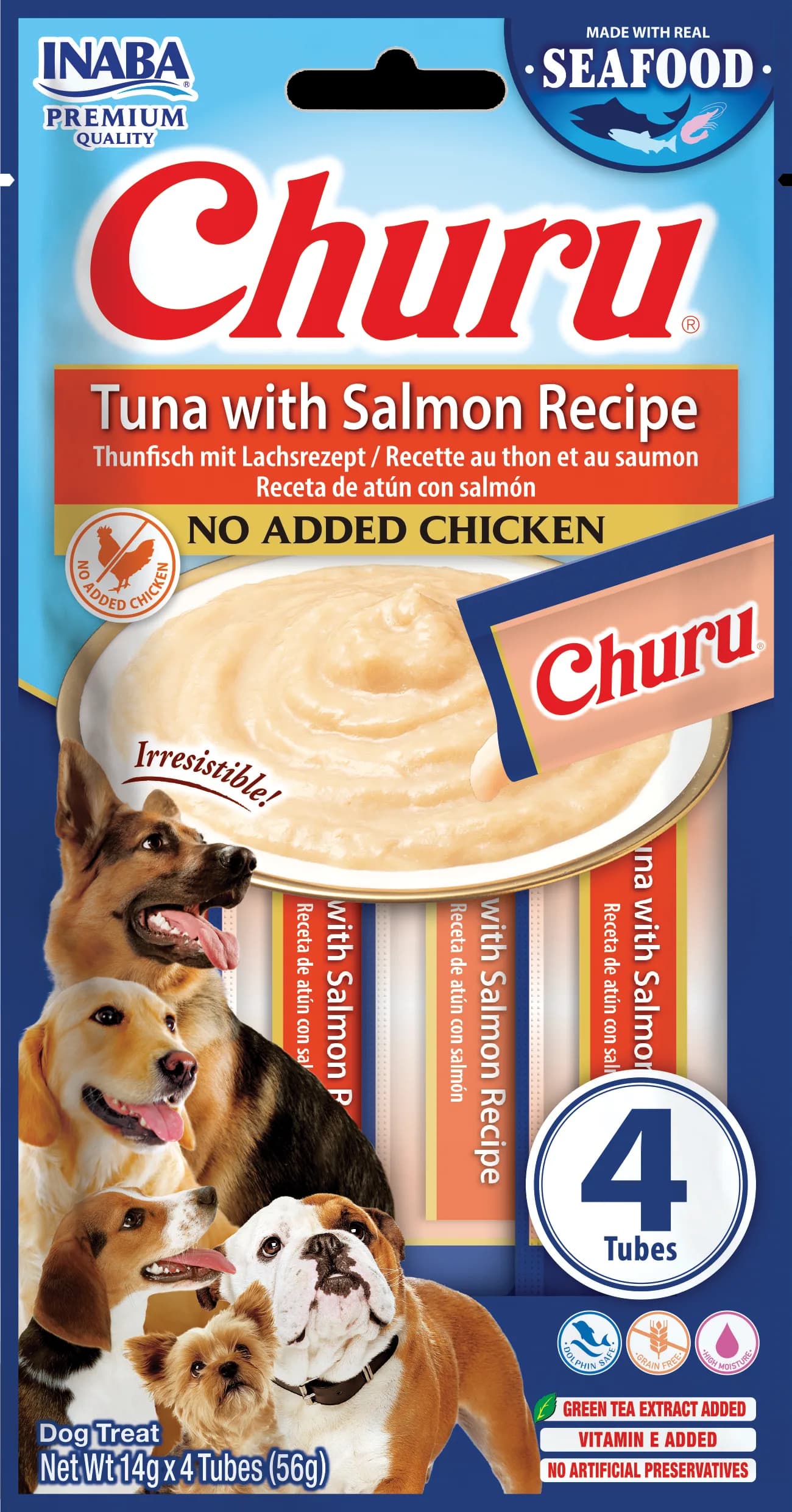INABA Dog Churu przysmak dla psa formuła z tuńczykiem i łososiem 4 x 14 g
