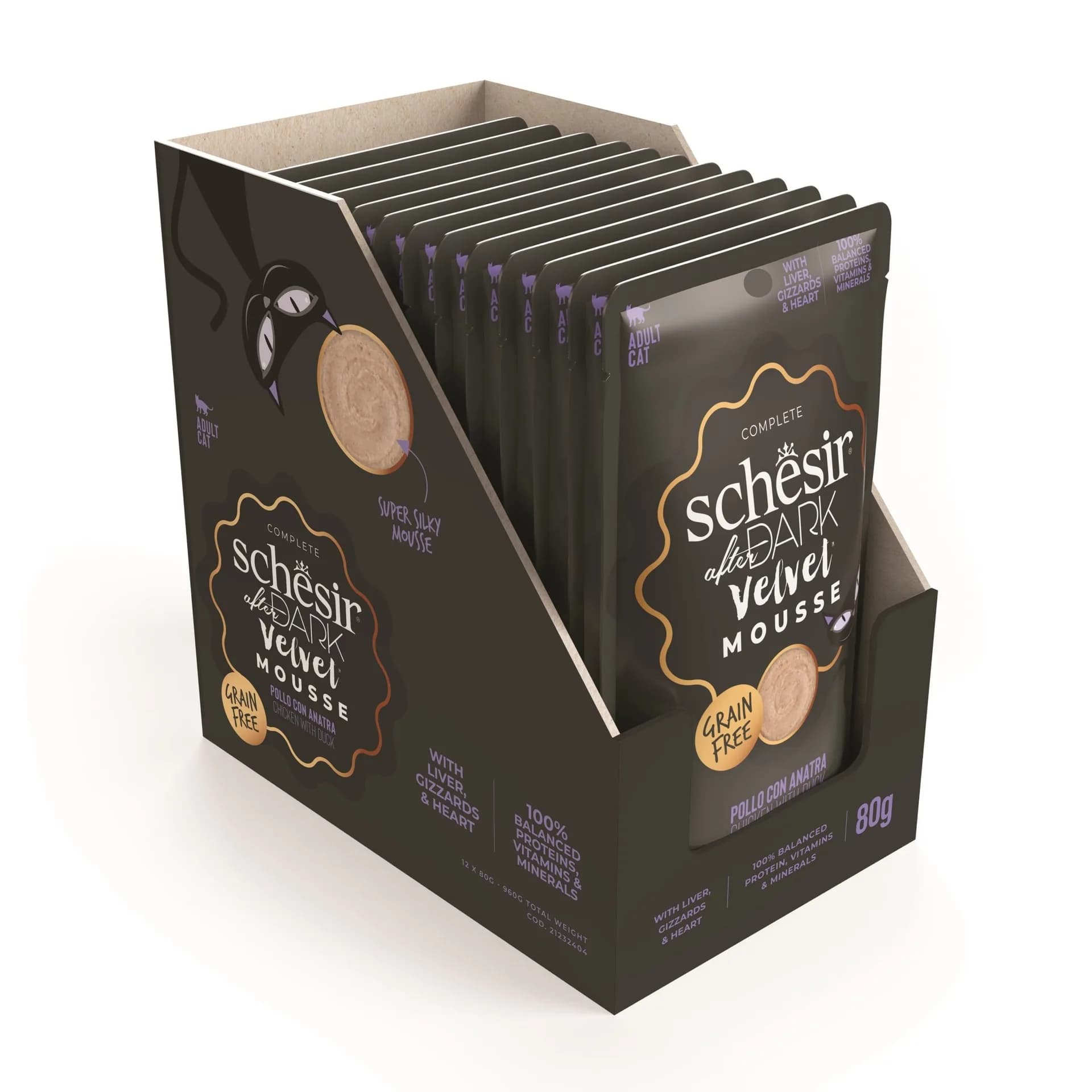Schesir After Dark Mus karma mokra dla dorosłych kotów kurczak z kaczką 80 g