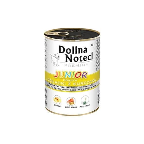 Dolina Noteci Premium junior bogata w żołądki kurczaka dla psa 400 g