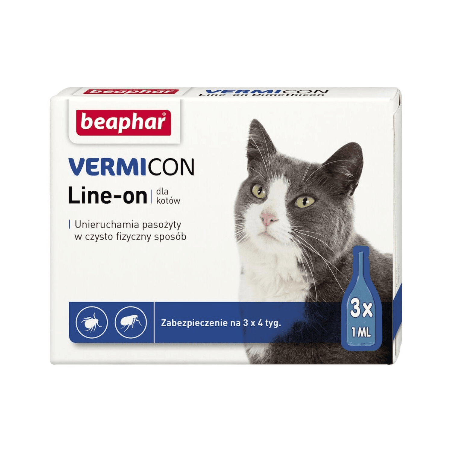 Beaphar Krople przeciwko pasożytom VERMIcon dla kotów 3 × 1 ml