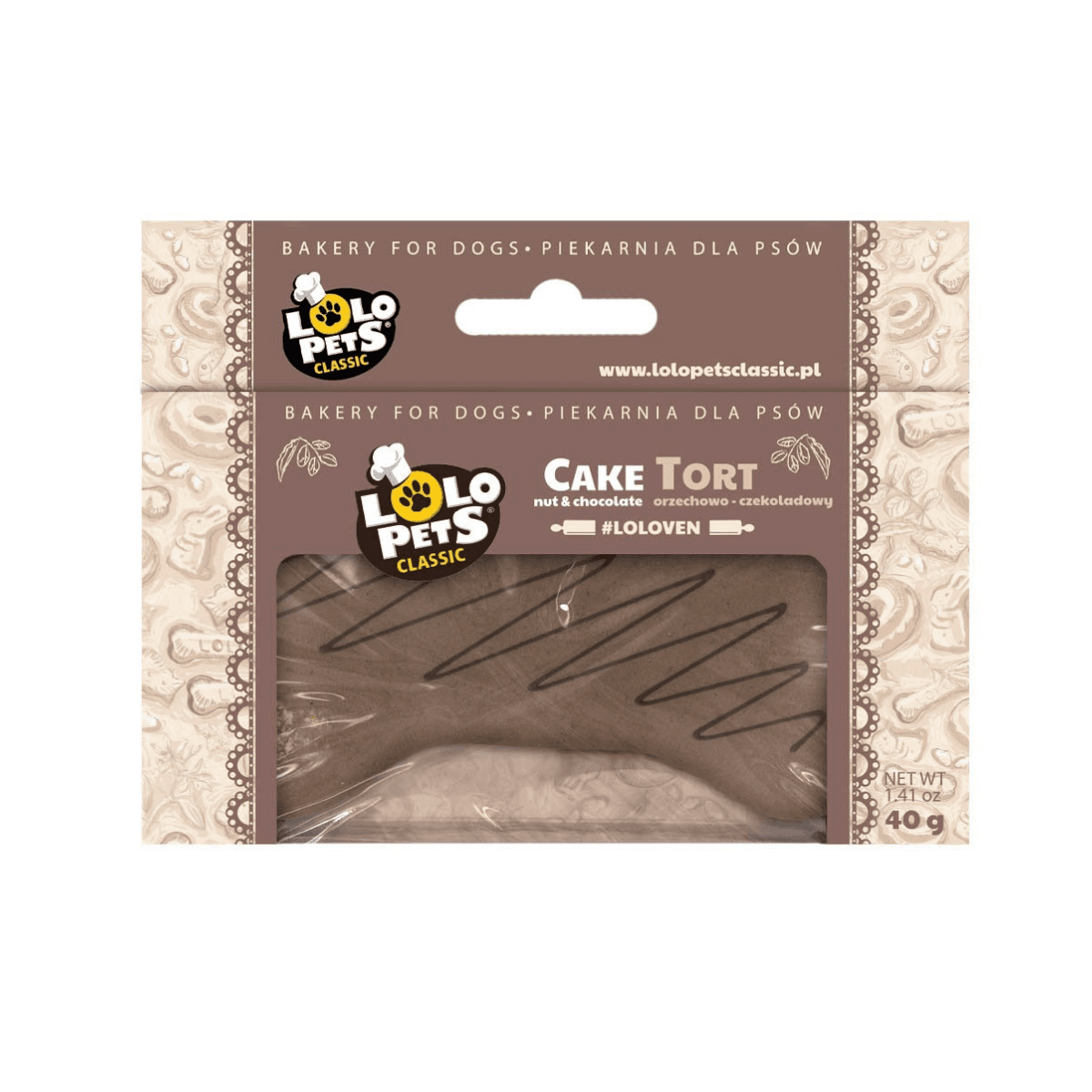 Lolo Pets Tort Mini przysmak dla psów Orzechowo Czekoladowy 40 g