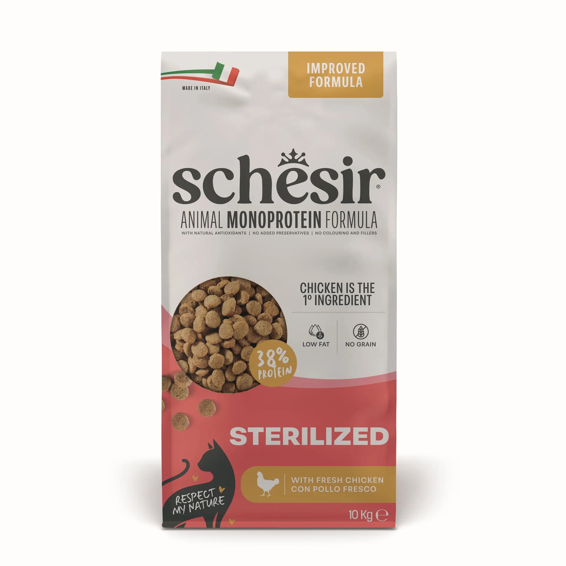 Schesir Animal Monoprotein Formula Sterilized karma sucha dla kota po sterylizacji kurczak worek – 10 kg
