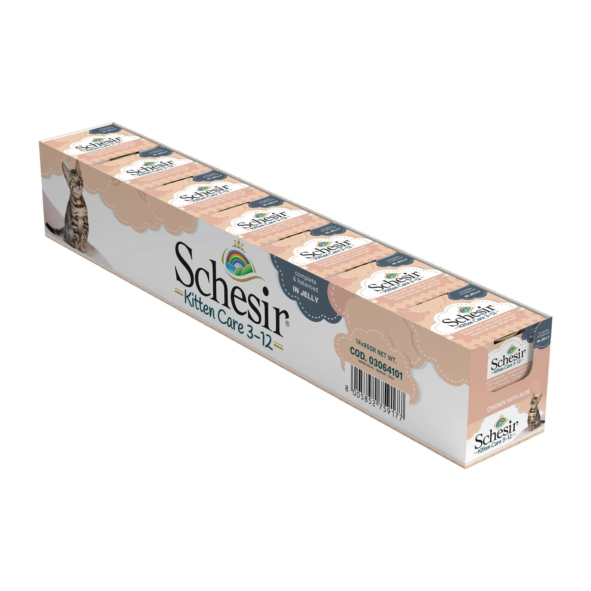 Schesir Kitten Care 3-12 karma mokra dla kociąt kurczak z aloesem 85 g