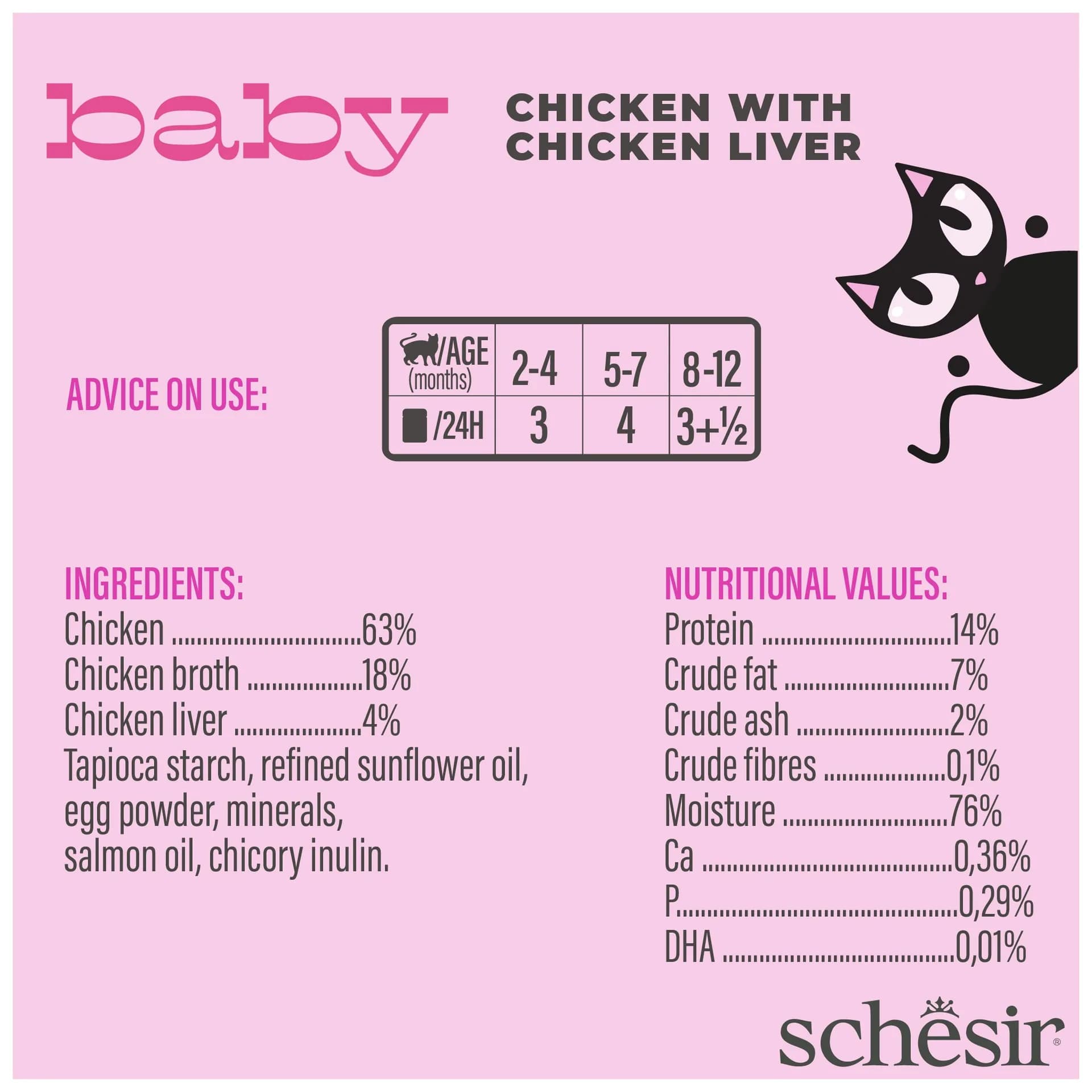 Schesir Baby Thrive multipack karma mokra dla kociąt kurczak z wątróbką – 70 g