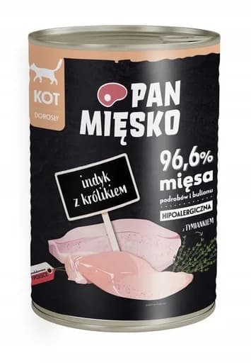 Pan Mięsko Karma mokra dla kota Indyk z królikiem – 400 g