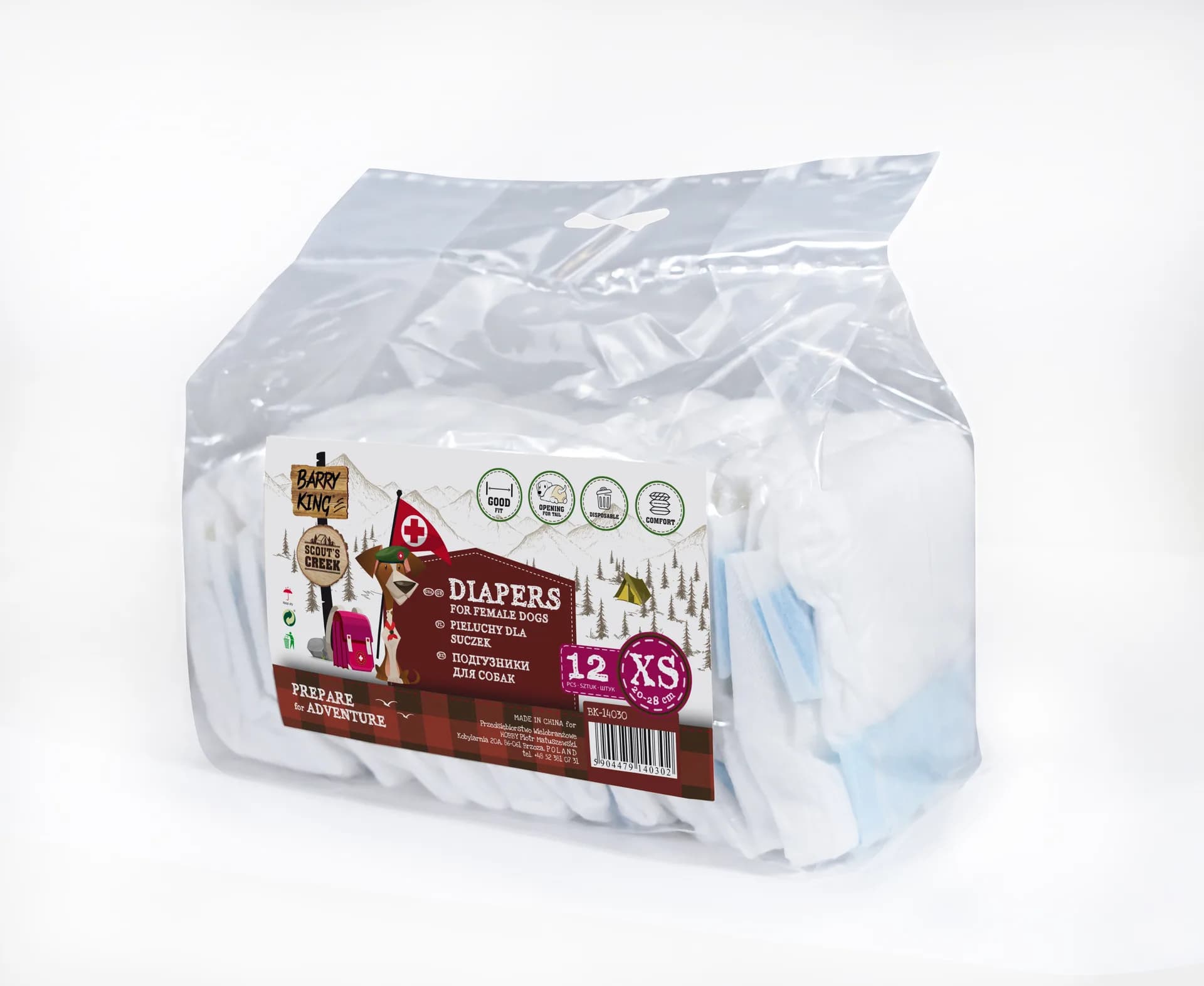 Barry King Pieluchy dla suk/opakowanie 12 szt. – XS