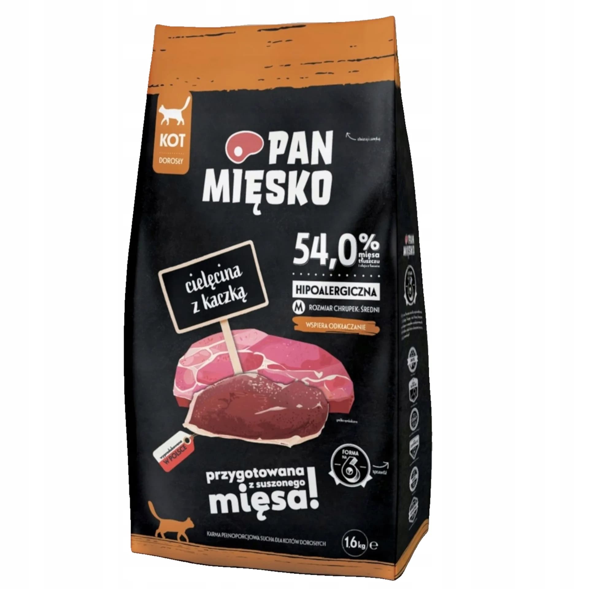 Pan Mięsko Karma sucha dla kota Cielęcina z kaczką M – 1,6 kg