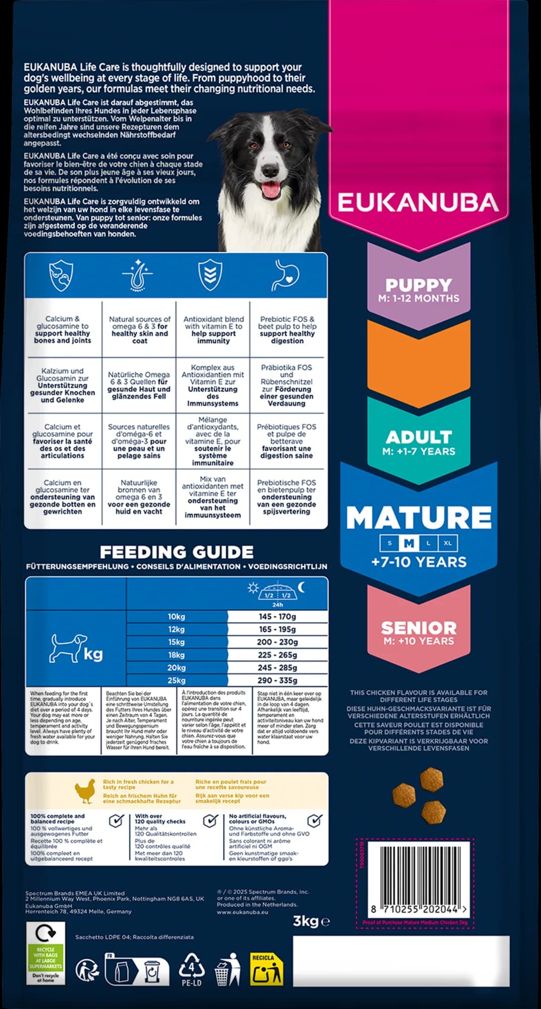 Eukanuba Dog life care adult sucha karma dla dojrzałych psów średnich ras kurczak – 3 kg