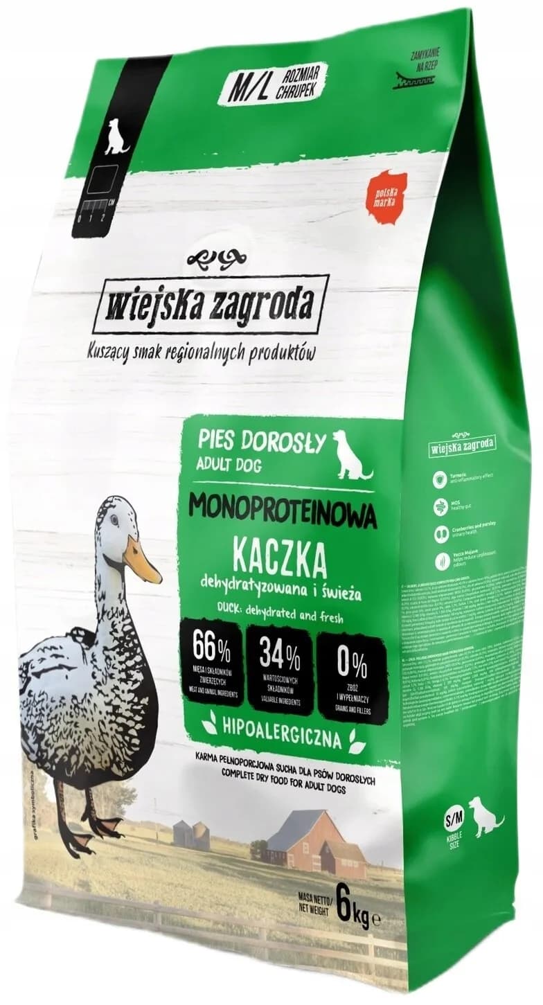 Wiejska Zagroda Karma sucha dla psa Monobiałkowa Kaczka M/L