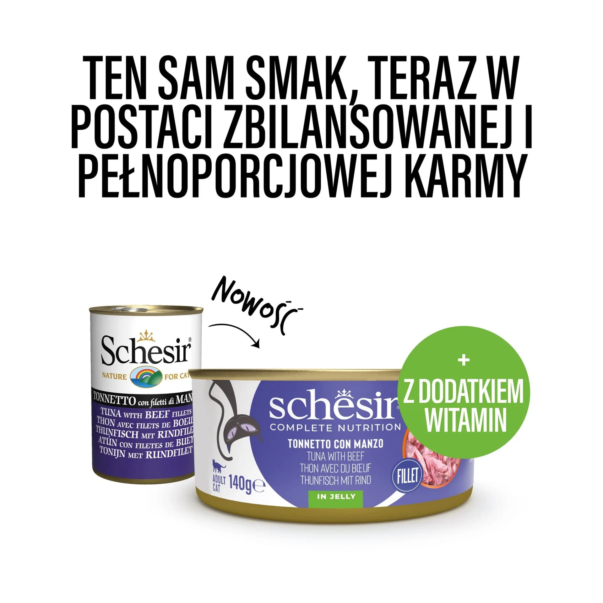 Schesir Karma mokra dla kota tuńczyk z wołowiną w galarecie – 140 g