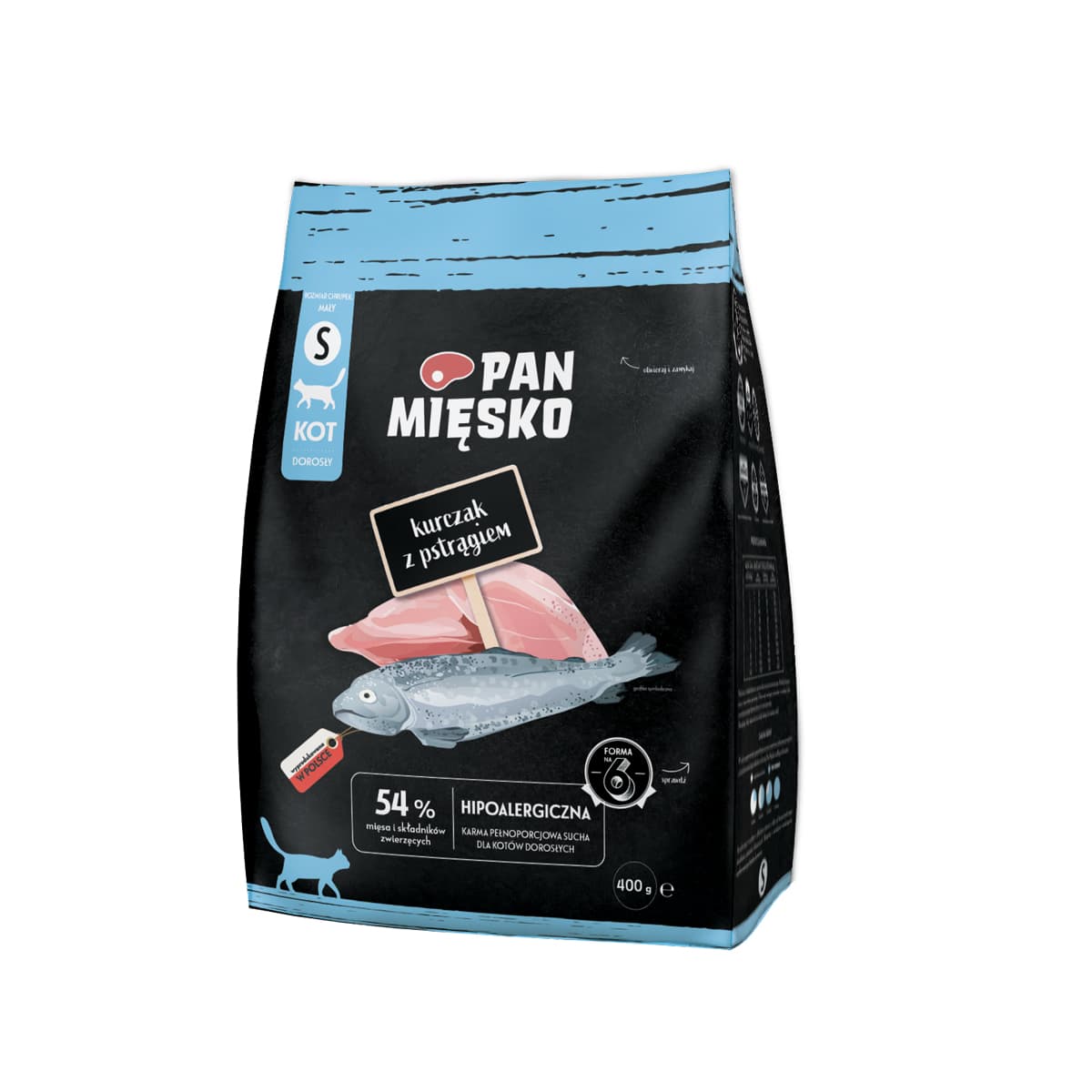 Pan Mięsko Karma sucha dla kota Kurczak z pstrągiem S – 400 g