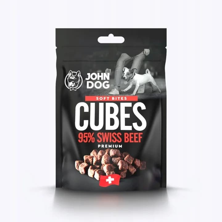 John Dog Smakołyki Soft Bites przysmak dla dorosłych psów Koreczki z wołowiny szwajcarskiej 95%/Cubes 95% Beef 120 g