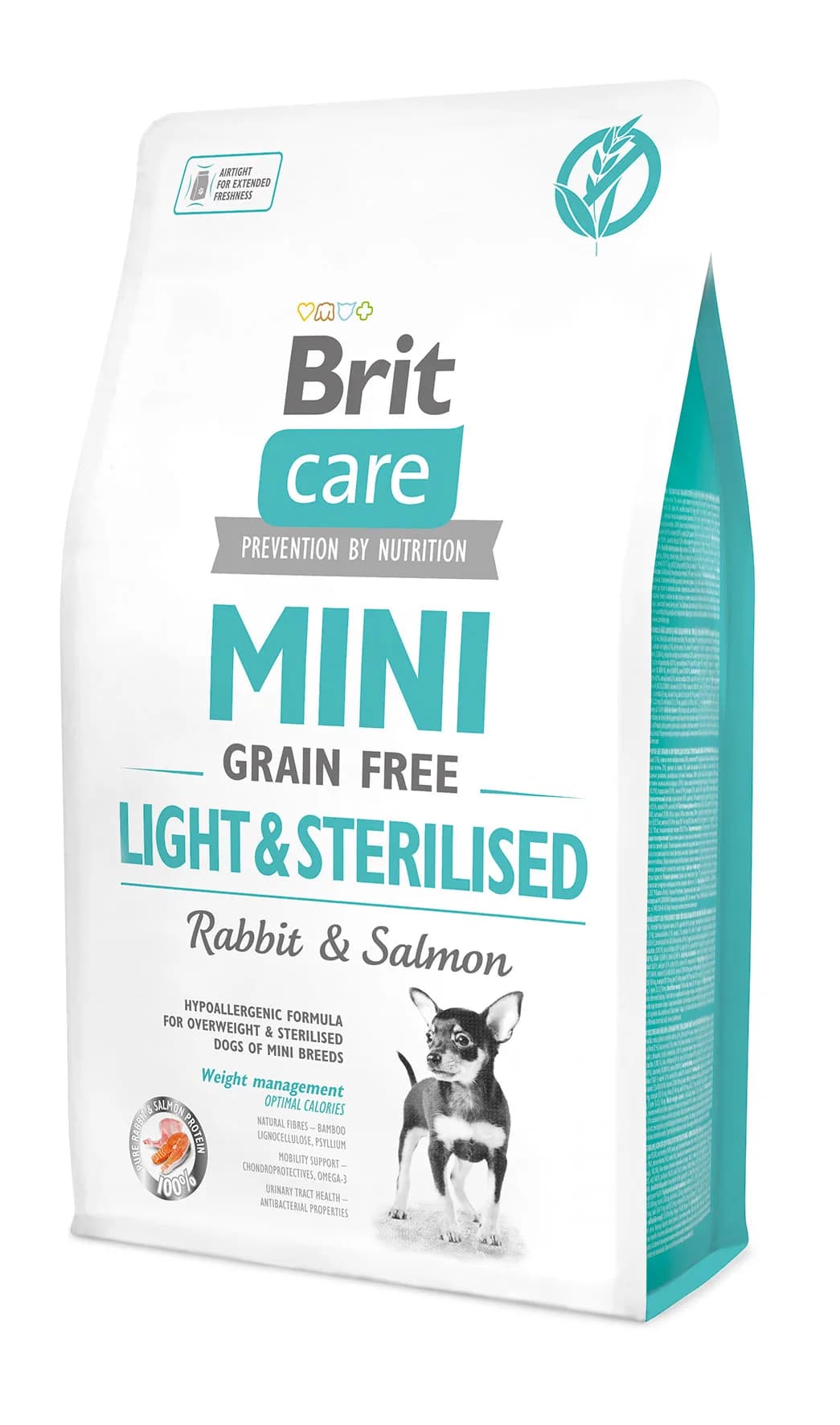 Brit Care Dog Mini Grain Free Light & Sterilised Rabbit & Salmon sucha karma dla psów małych ras z królikiem i łososiem – 2 kg