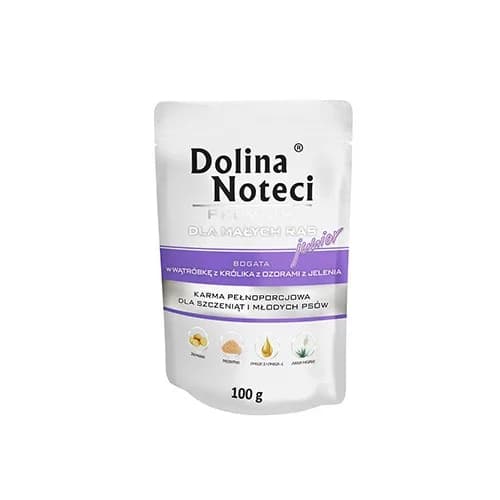 Dolina Noteci Premium Junior saszetka bogata w wątróbkę z królika z ozorami jelenia dla psa 100 g