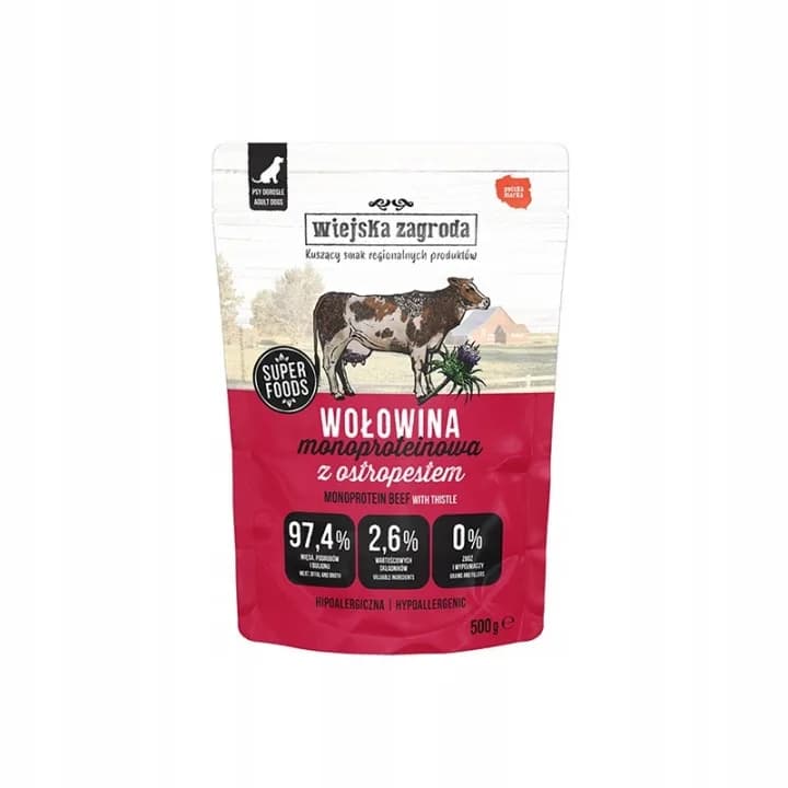 Wiejska Zagroda Karma mokra dla psa Monobiałkowa Wołowina 500 g