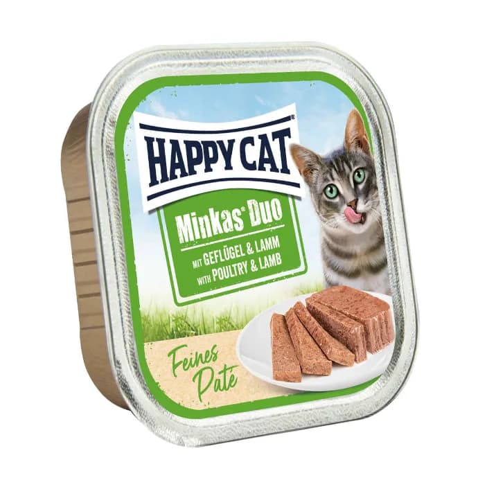 Happy Cat Minkas duo, deserówka pasztet, dla kota, kurczak i jagnięcina 100 g