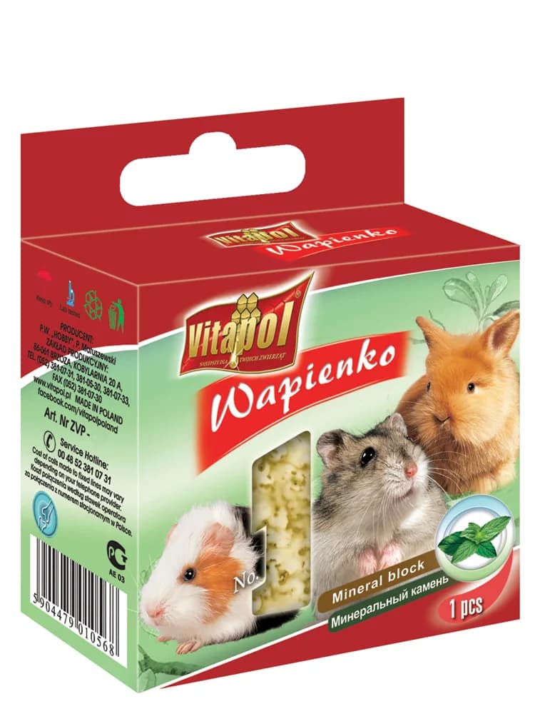 Vitapol Kostka wapienna roślinna dla gryzoni i królika Miętowy