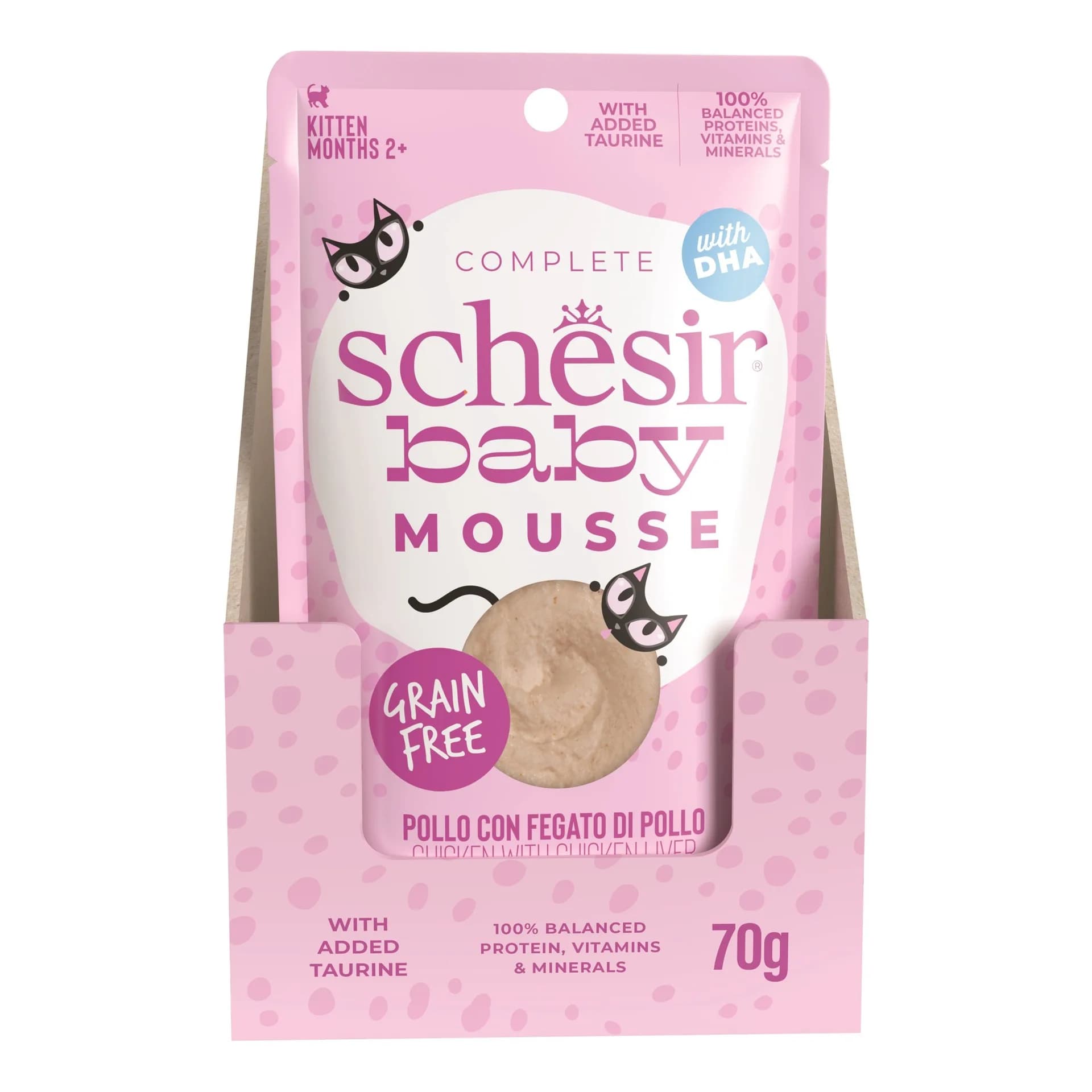 Schesir Baby Mousse karma mokra dla kociąt kurczak z wątróbką 70 g
