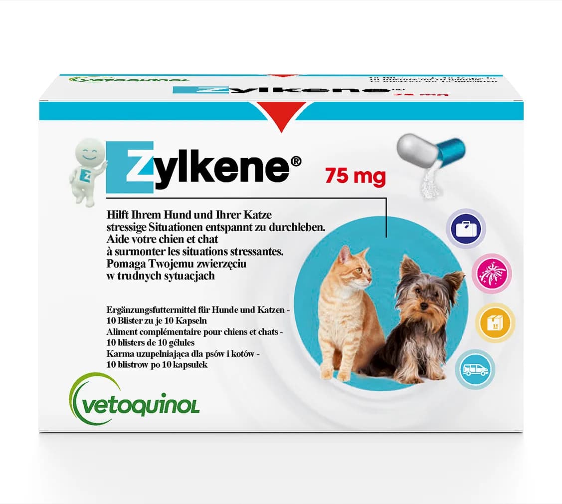 Vetoquinol Zylkene karma uzupełniająca pomagająca w stresujących sytuacjach 100tabl różna waga mg