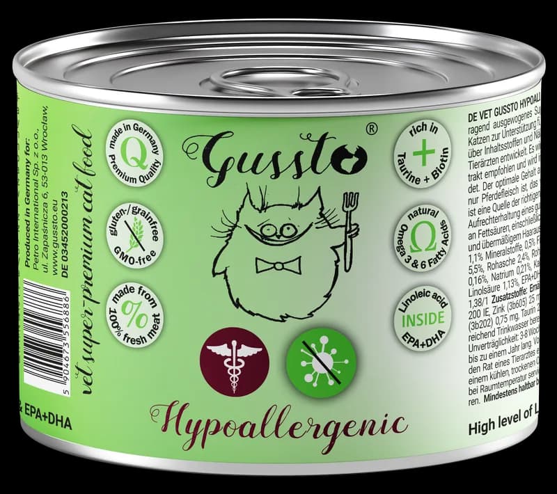 Gussto Vet Hypoallergenic karma dla kota Konina 200 g