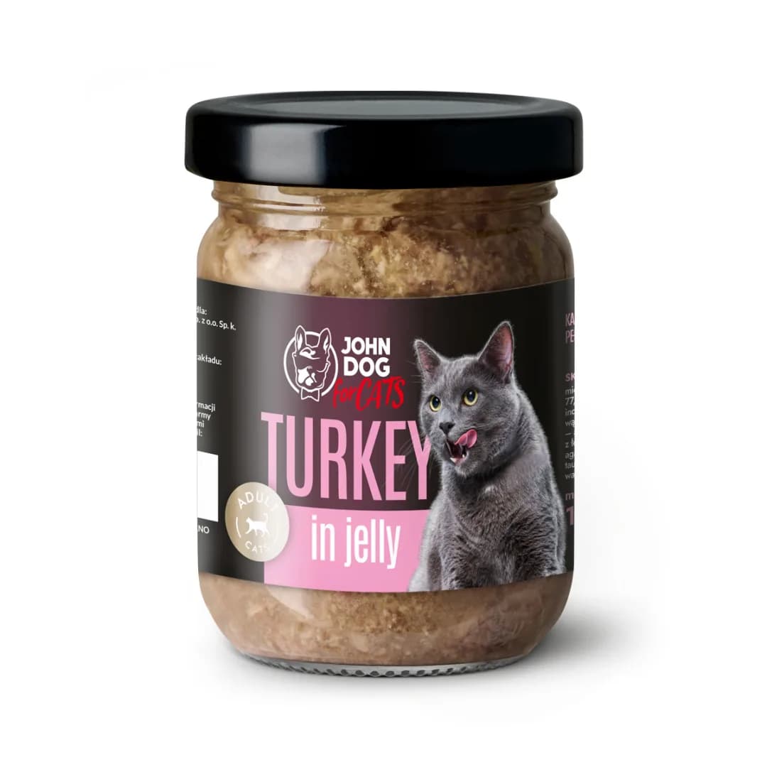 John Dog for Cats Monobiałkowa karma mokra dla dorosłych kotów Indyk Galaretka 100 g