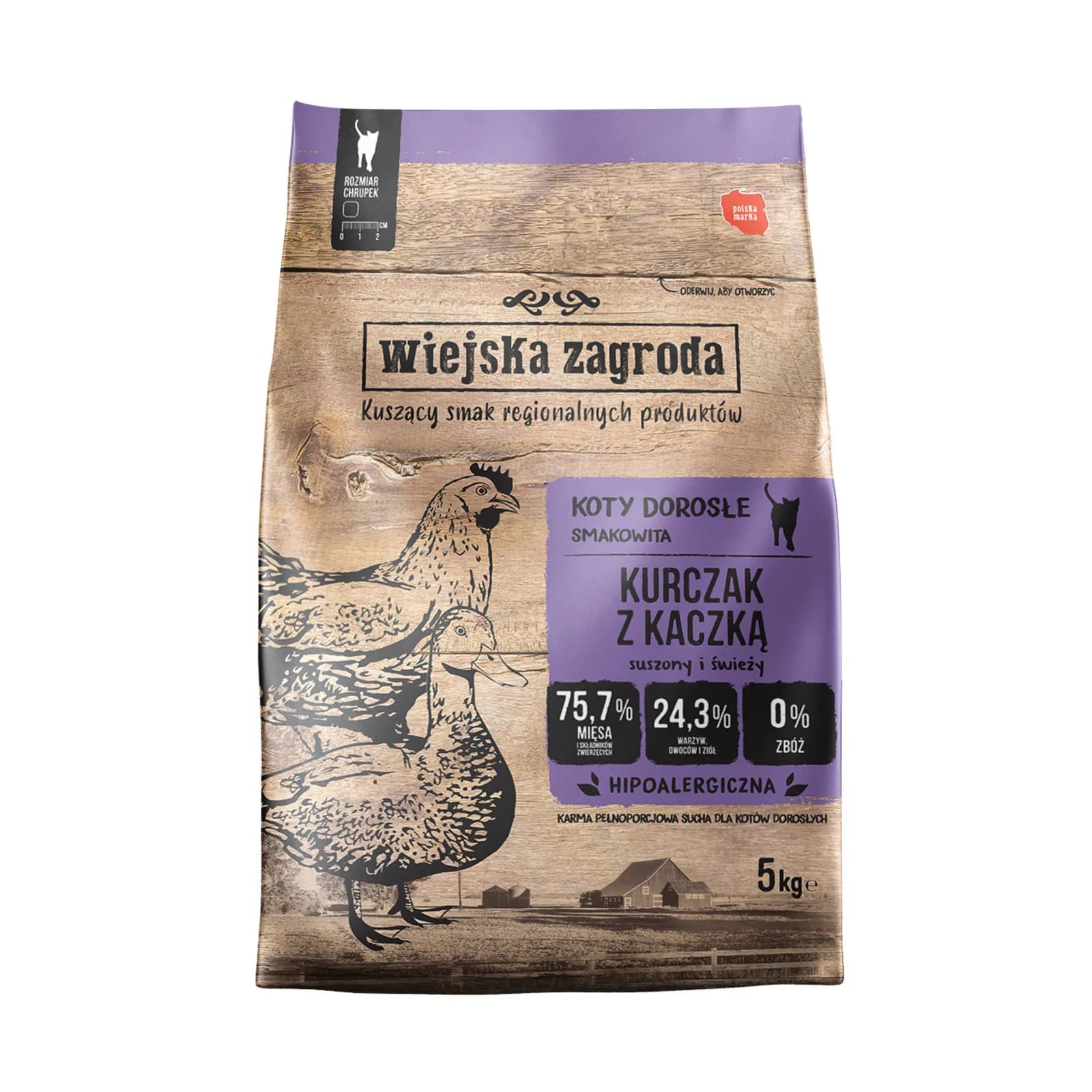 Wiejska Zagroda karma sucha dla kota kurczak z kaczką – 5 kg