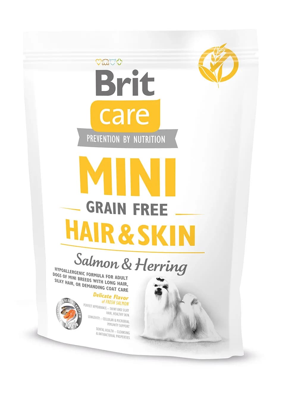 Brit Care Dog Mini Grain Free Hair & Skin Salmon & Herring sucha karma dla psów małych ras z łososiem i śledziem – 2 kg