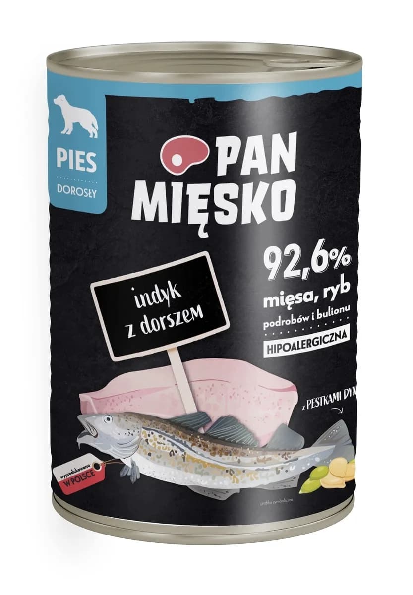 Pan Mięsko Karma mokra dla psa Indyk z dorszem 400 g