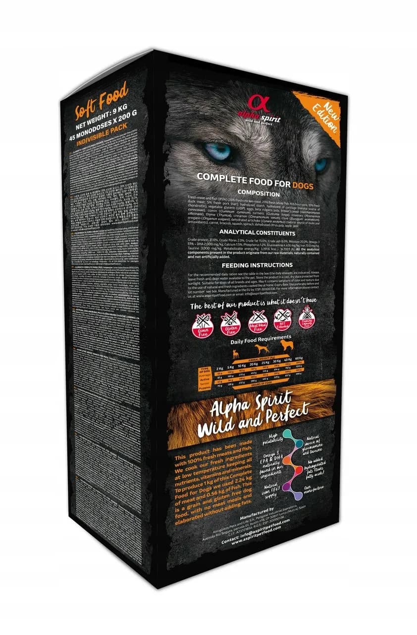 Alpha Spirit Multiprotein karma półwilgotna dla psa 9 kg