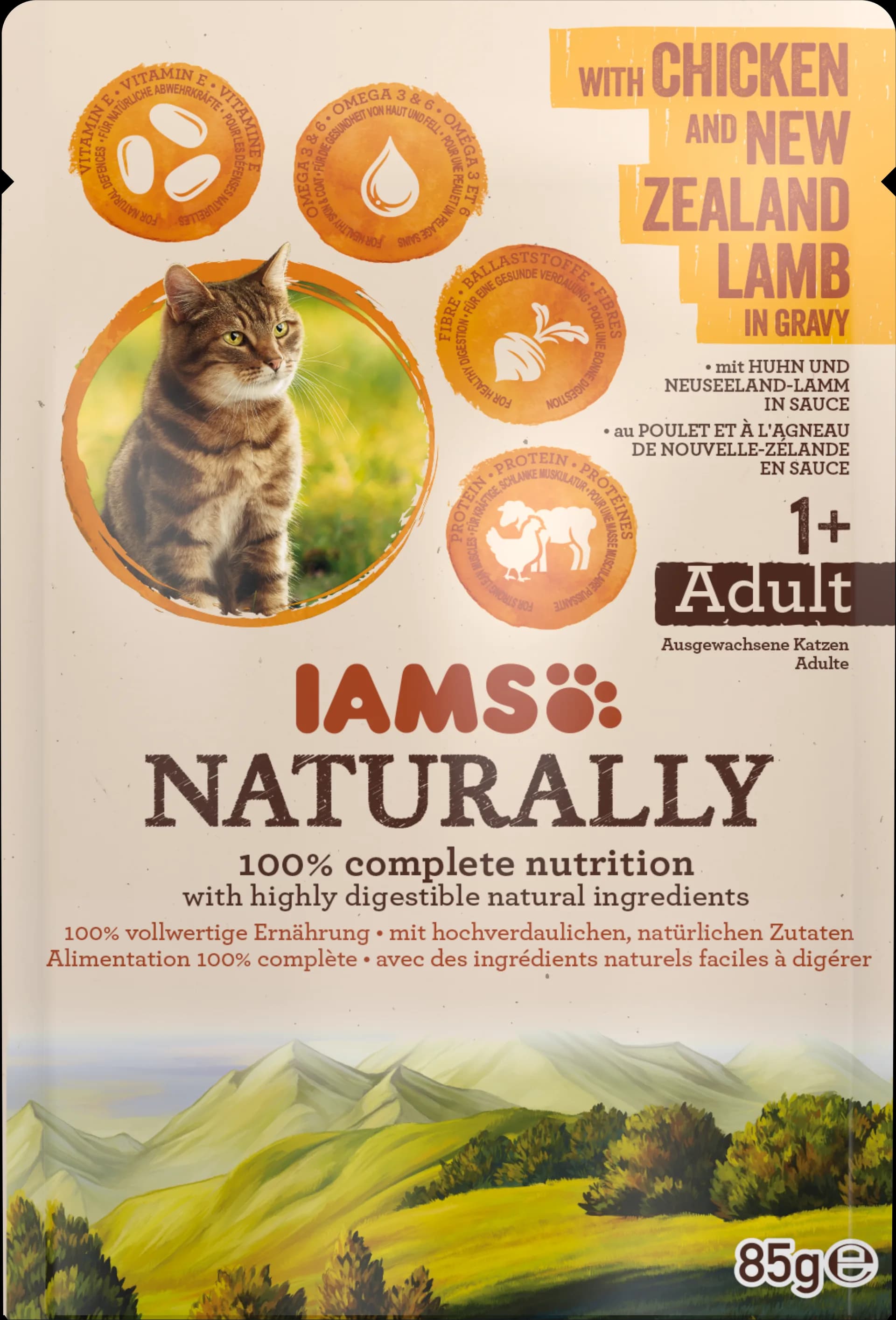 Iams Naturally Adult Cat with Chicken & New Zeland Lamb in Gravy 85 g