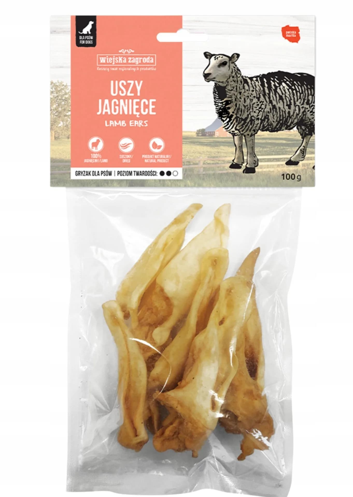 Wiejska Zagroda Przysmak dla psa Gryzaki Uszy jagnięce 100 g
