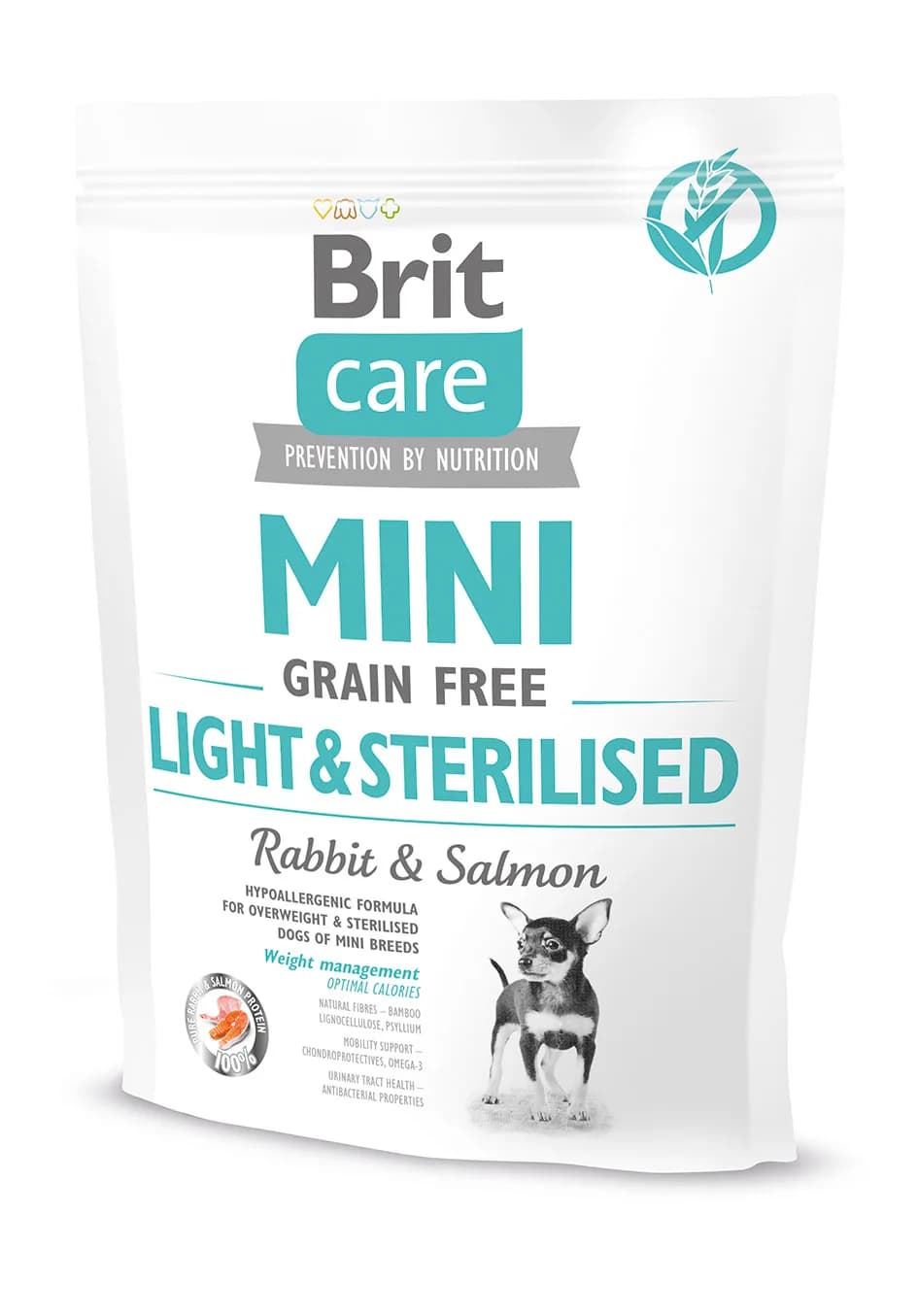 Brit Care Dog Mini Grain Free Light & Sterilised Rabbit & Salmon sucha karma dla psów małych ras z królikiem i łososiem – 2 kg