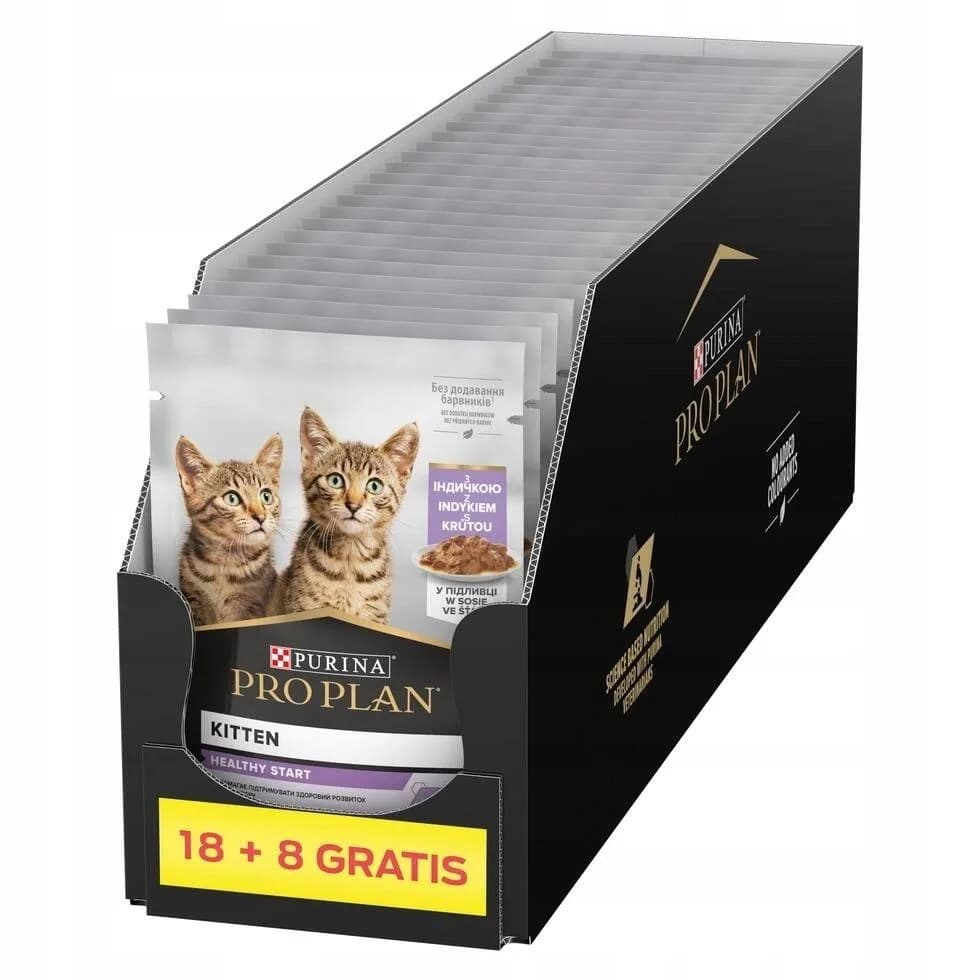 PRO PLAN Purina Kitten Healthy Start karma mokra z indykiem w sosie dla kociąt 26 × 85 g