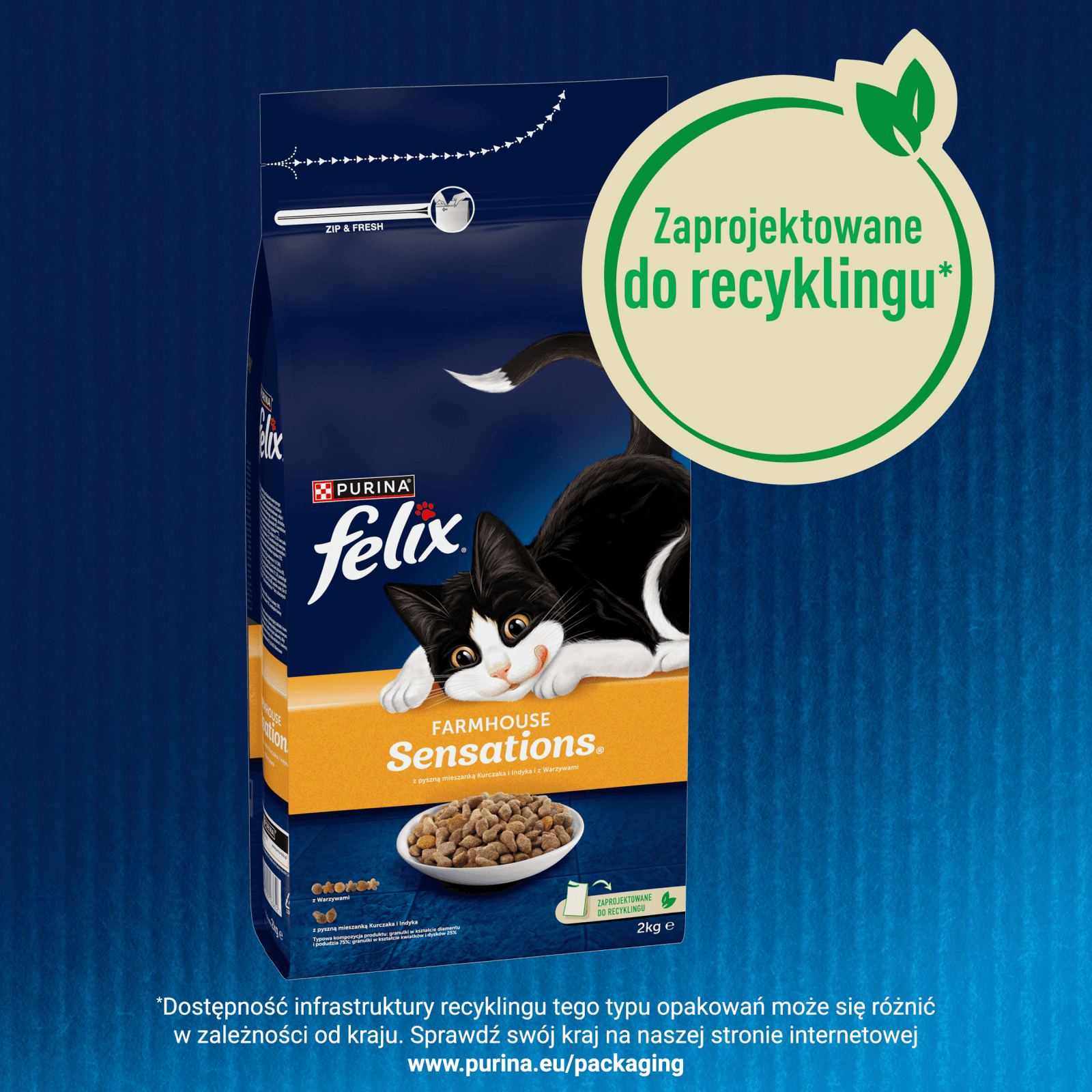 Felix Farmhouse Sensations karma sucha z kurczakiem i indykiem dla dorosłych kotów 2 kg