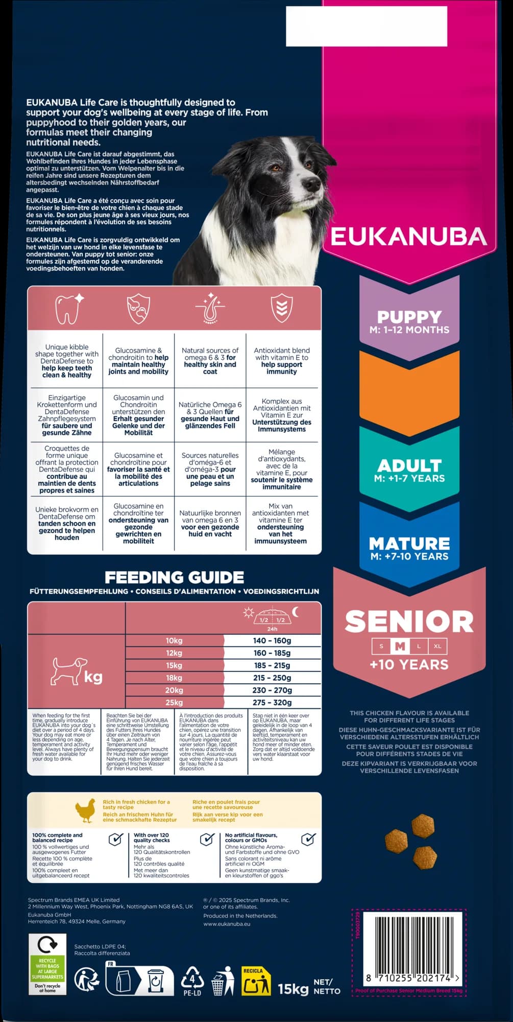 Eukanuba Life Care Senior Medium Breed karma sucha ze świeżym kurczakiem dla starszych psów średnich ras – 15 kg