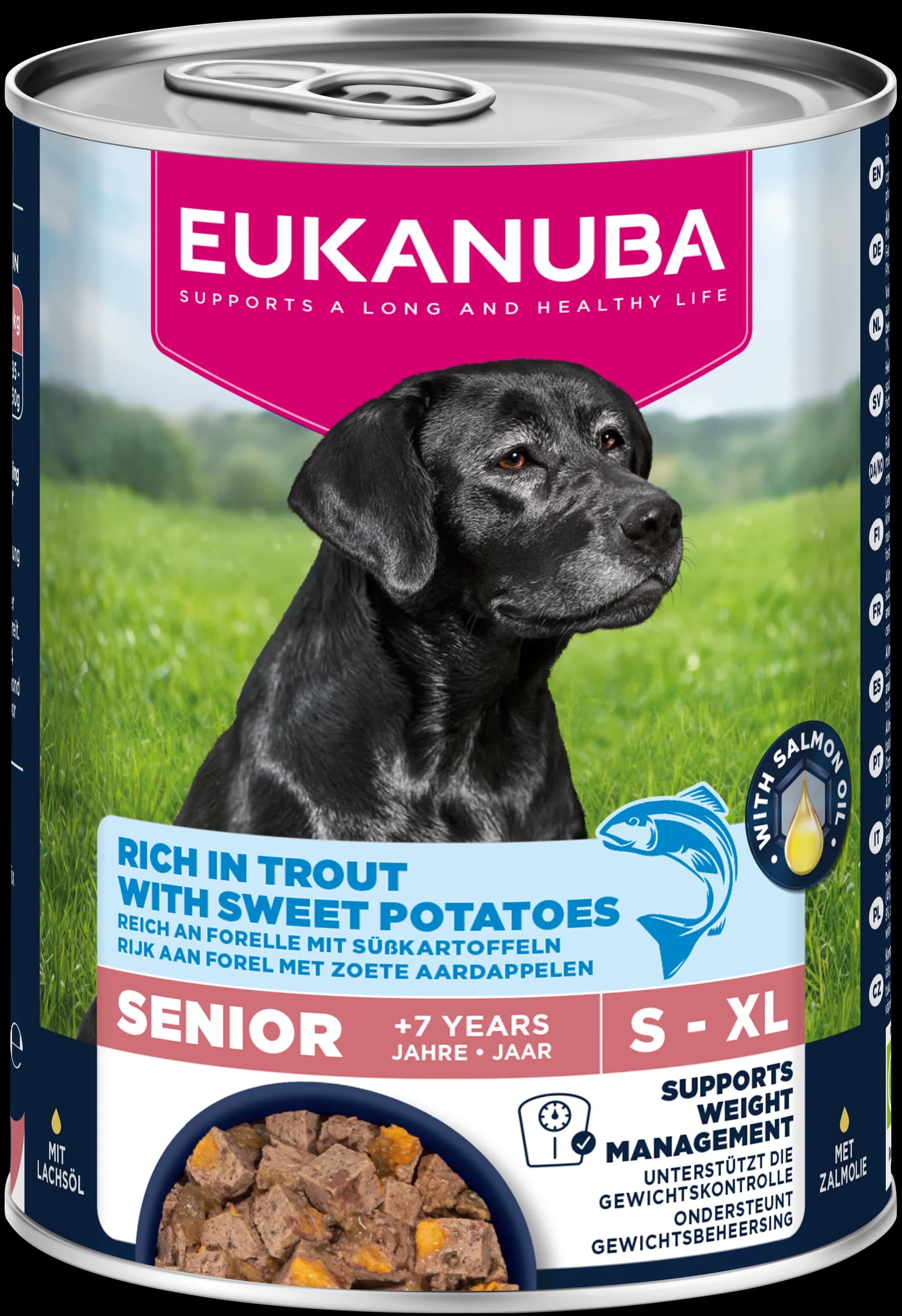 Eukanuba Mokra karma dla seniorów wszystkich ras pstrąg i batat 400 g
