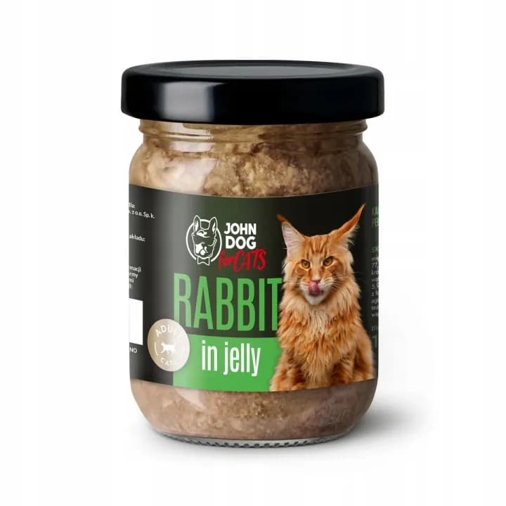 John Dog for Cats Monobiałkowa karma mokra dla dorosłych kotów Królik Galaretka