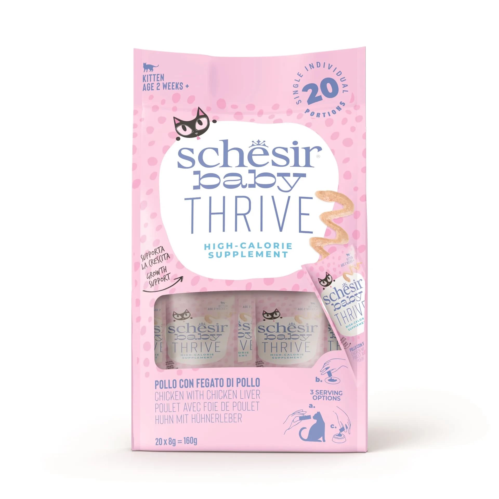 Schesir Baby Thrive multipack karma mokra dla kociąt kurczak z wątróbką – 20x8 g