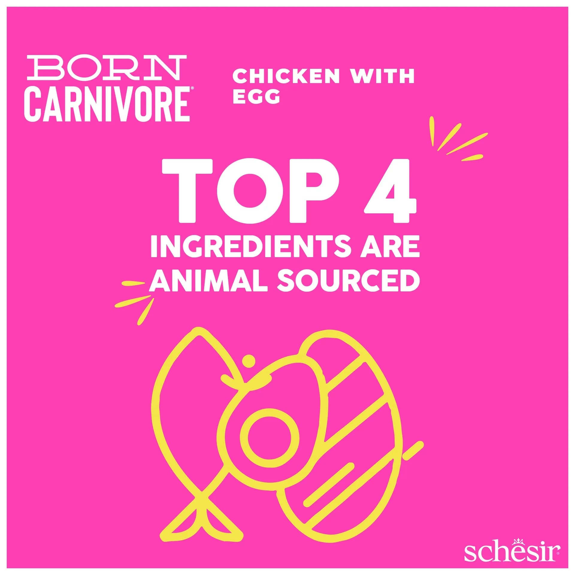 Schesir Born Carnivore karma sucha dla kociąt kurczak z jajkiem – 255 g
