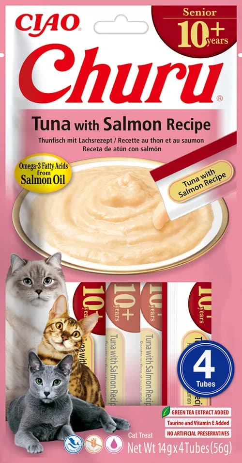 INABA Cat Churu Senior Tuńczyk z łososiem – Przysmak dla starszego kota 4 × 14 g 56 g