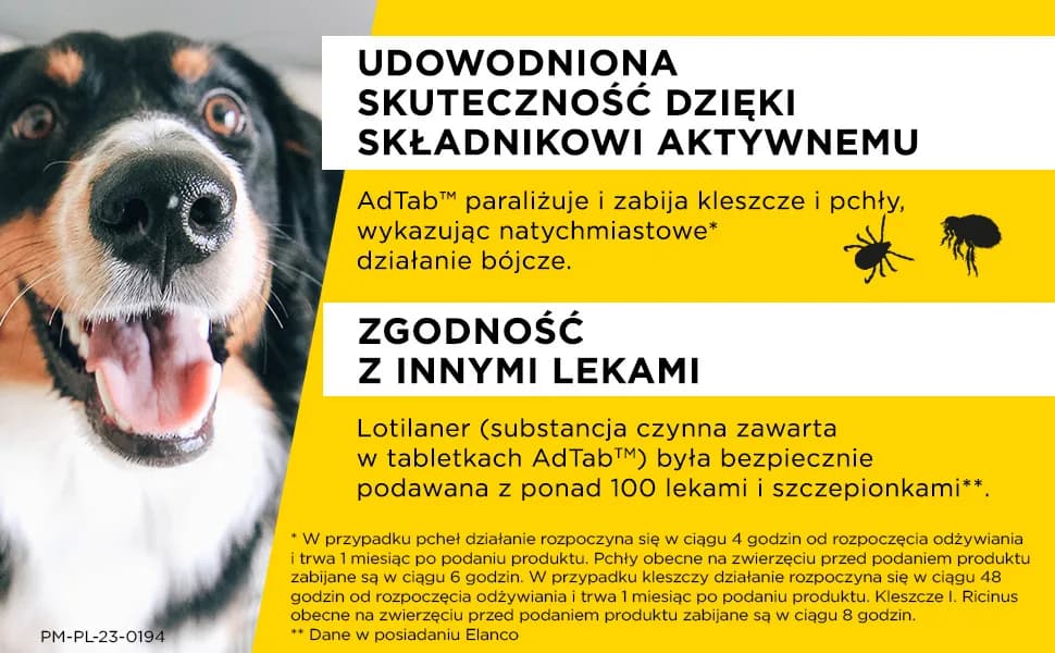 Elanco AdTab tabletki do rozgryzania i żucia dla psów 450 mg dla psów – dla psów 22-45 kg