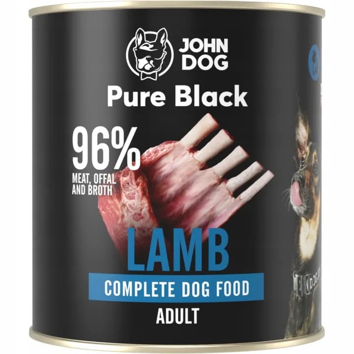 John Dog Pure Black karma mokra dla dorosłych psów z jagnięciną – 800 g