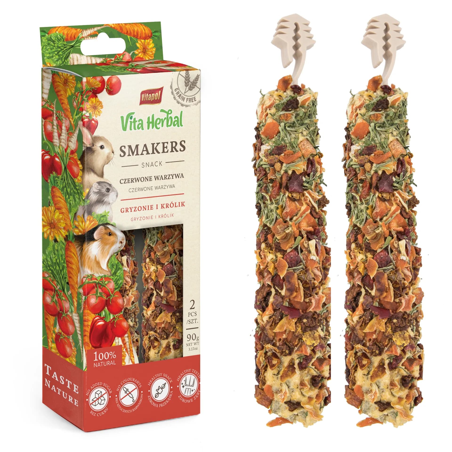 Vitapol Vita Herbal Smakers czerwone przysmak warzywa dla gryzoni i królika 1 szt. 90 g