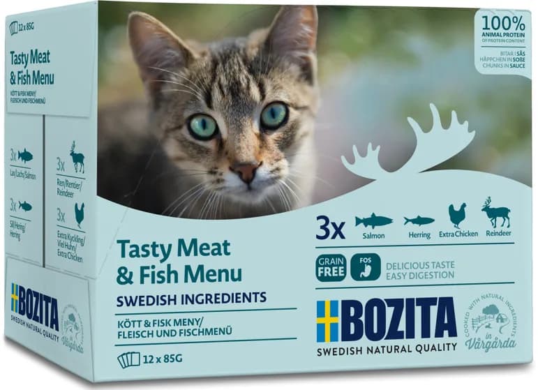 Bozita Saszetki dla kota w sosie z mięsem i rybą (mix ) 4 × 3 szt.