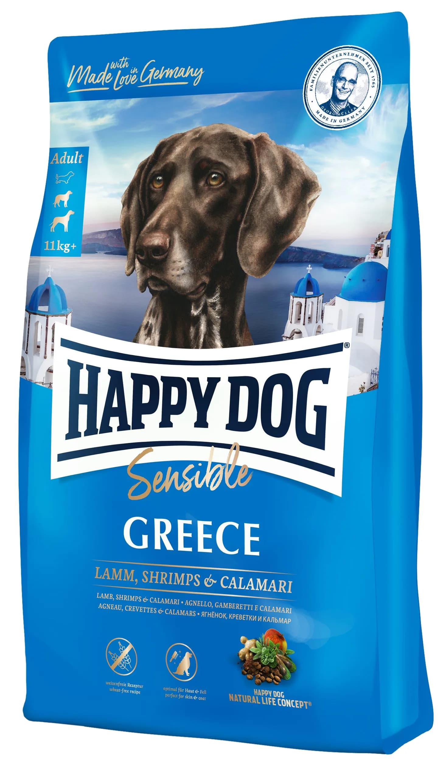 Happy Dog Sensible Greece karma sucha z jagnięciną, krewetkami i rybą morską dla dorosłych psów – 1 kg