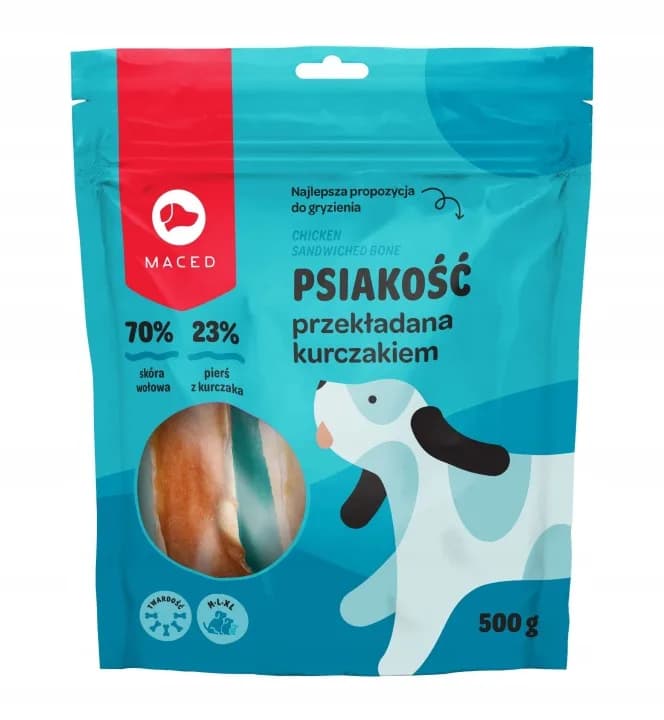 Maced Psiakość Kość przekładana kurczakiem 15 cm 500 g